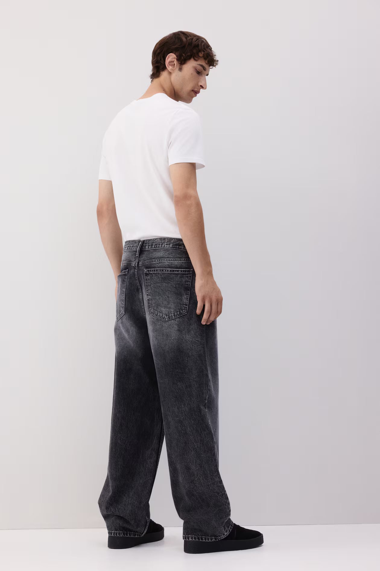 Vintage Black Acid Wash Wide-Leg Jeans