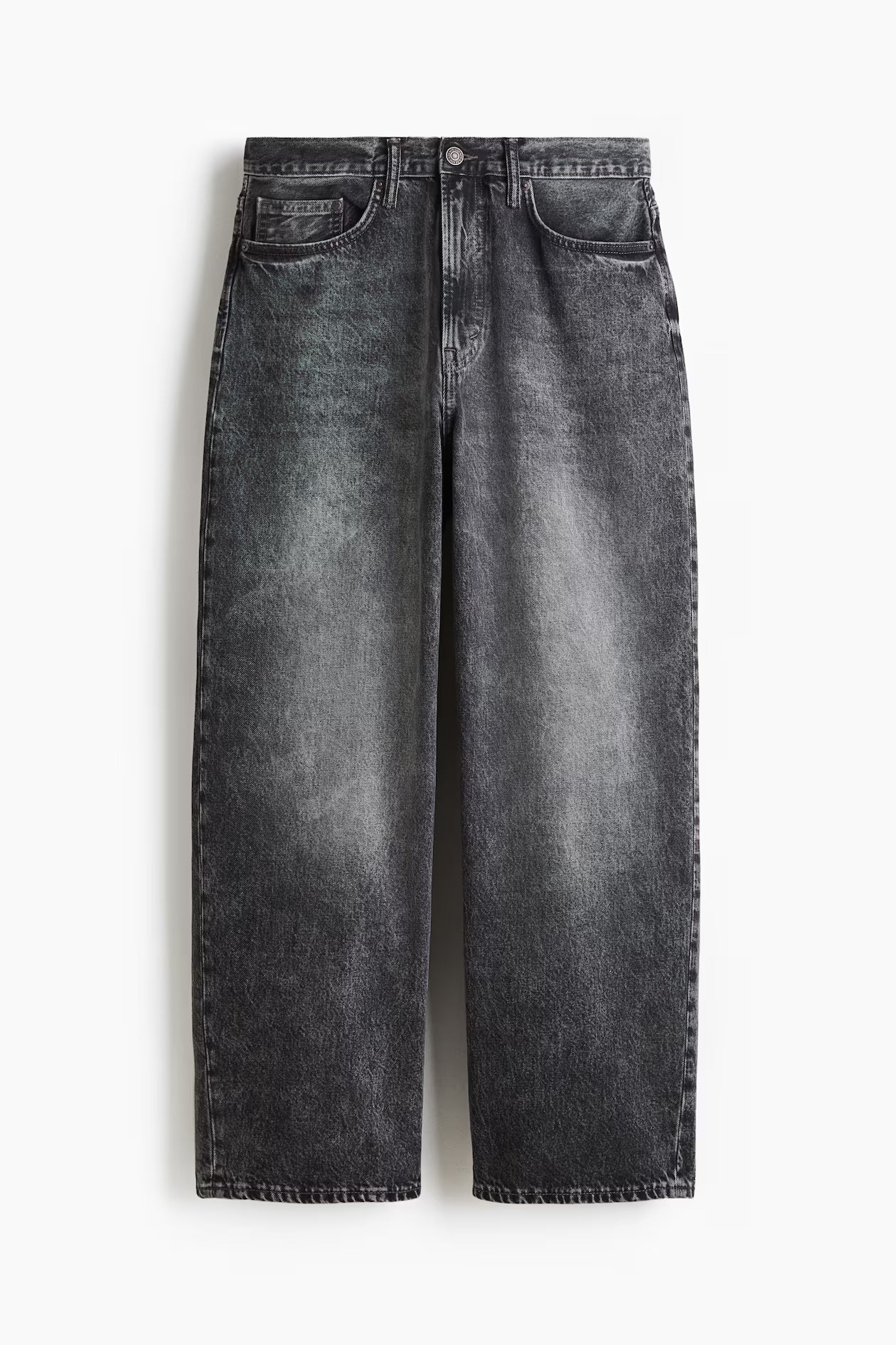Vintage Black Acid Wash Wide-Leg Jeans
