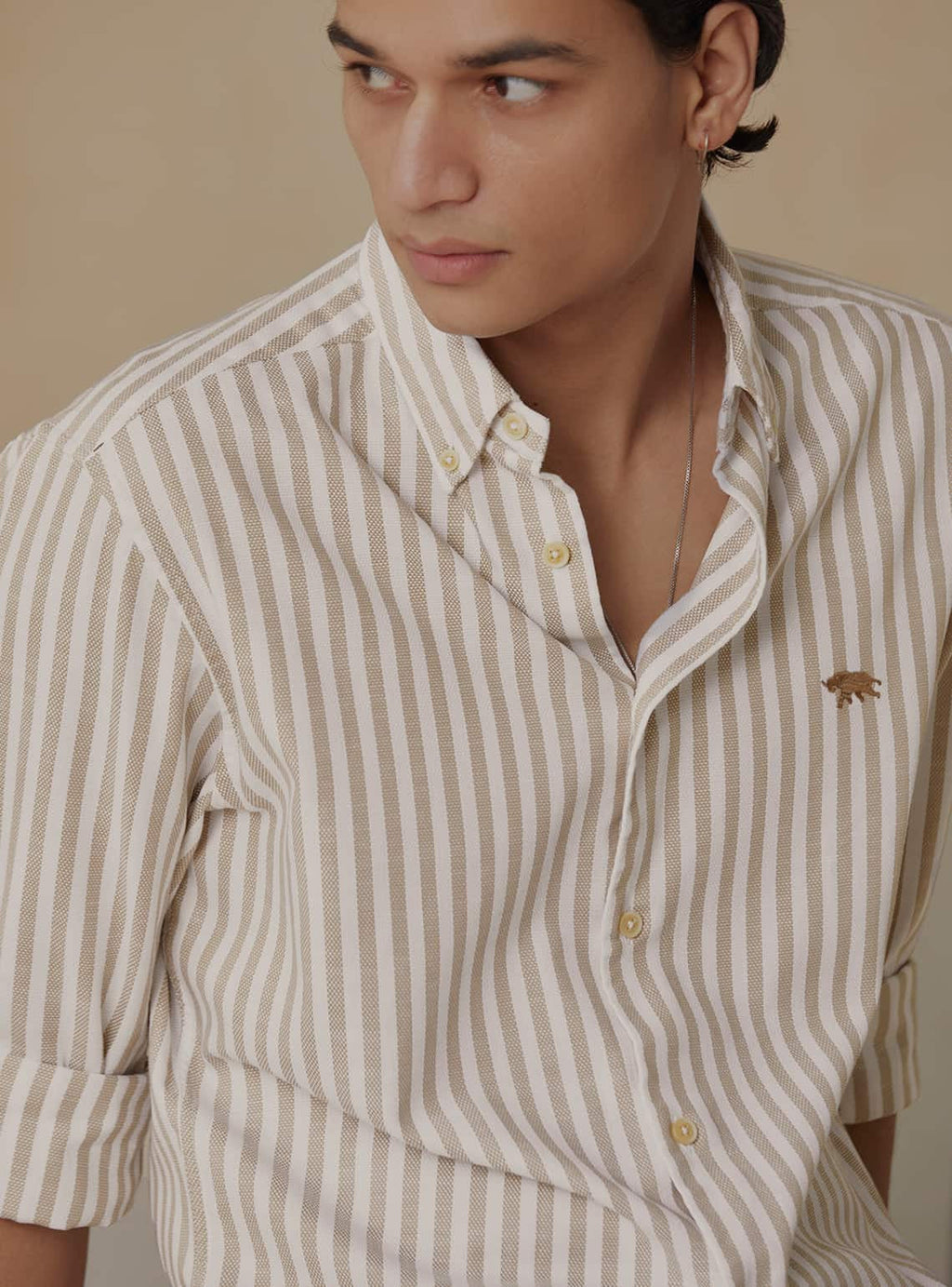 Tan Striper Shirt – Full Sleeve 100% Cotton Shirt for Men