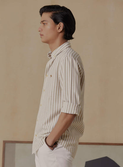 Tan Striper Shirt – Full Sleeve 100% Cotton Shirt for Men
