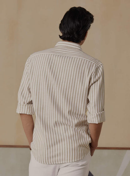 Tan Striper Shirt – Full Sleeve 100% Cotton Shirt for Men